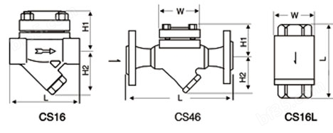 CS46、CS16热静力膜盒式蒸汽疏水阀结构图