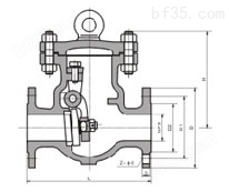 DH44Y型低温旋启式美标止回阀150(Lb)～600(Lb) 外形连接尺寸图